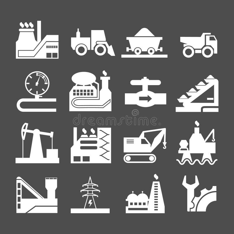 Ställ in symboler av industriellt royaltyfri illustrationer Ställ in symboler av industriellt royaltyfri illustrationer