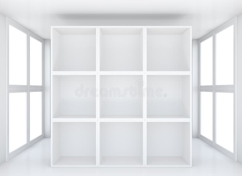 Stand for exhibit in white interior with windows and skylight. 3D rendering. Stand for exhibit in white interior with windows and skylight. 3D rendering