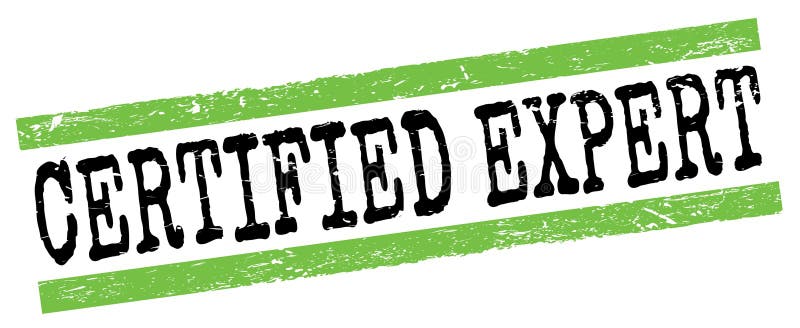 Stämpelstämpelsymbol för certifierad experttext på grönsvarta grungslinjer stock illustrationer