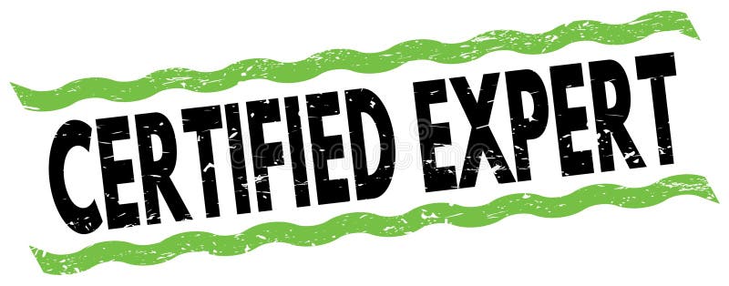 Stämpelsymbol för certifierad experttext på grönsvarta linjer vektor illustrationer