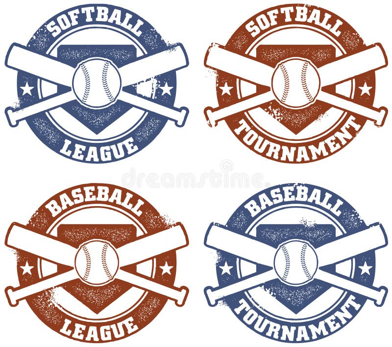 stämplar för baseballligasoftball stock illustrationer stämplar för baseballligasoftball stock illustrationer