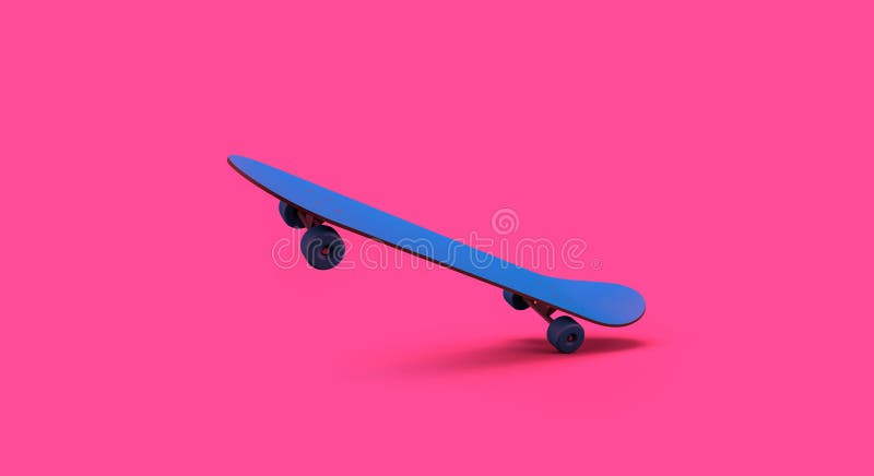 Stäng blå skateboard-hoppet i luften på sidovy stock illustrationer