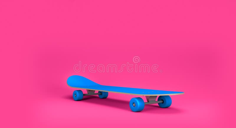 Stäng upp blå skateboard på vänster sida vektor illustrationer