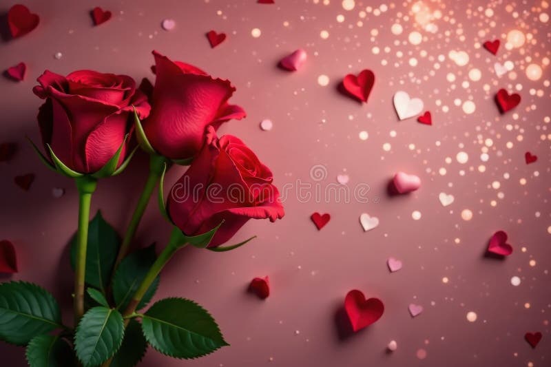 Stängande röda rosor ballong som glittar Valentines ryggdroppande festive petals stock illustrationer
