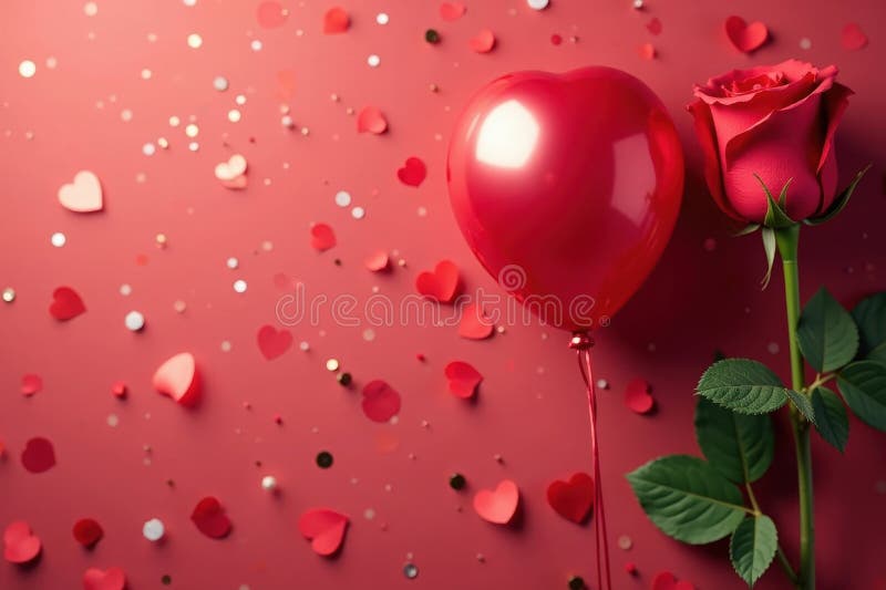 Stängda röda rosor&ballongglitter Valentiska ryggdroppar roses helgröd stock illustrationer