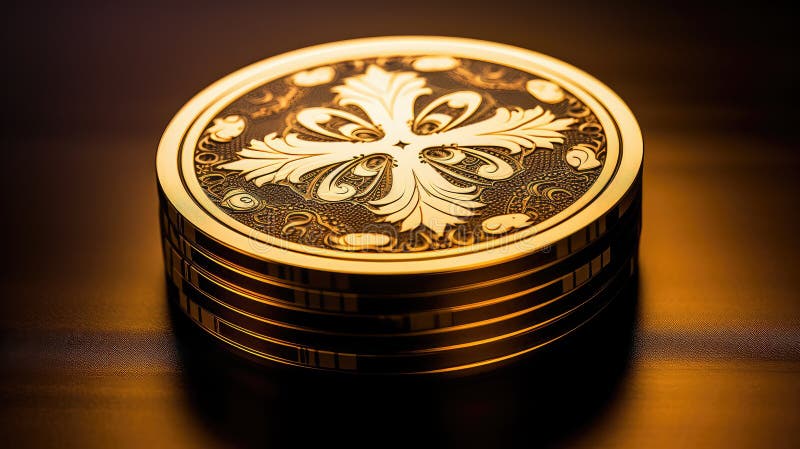 Stängning av guldpokerchips royaltyfri illustrationer