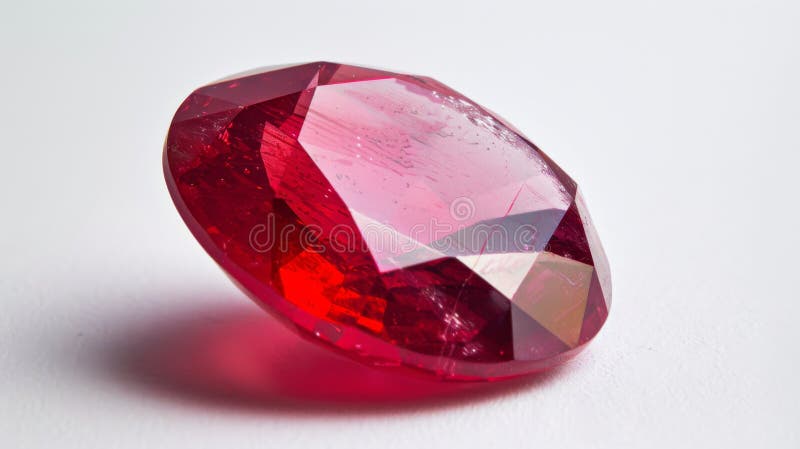 Stängning av strålningspolerad ruby-gemstone för smyckesdesign och gemoologiundersökning arkivbilder