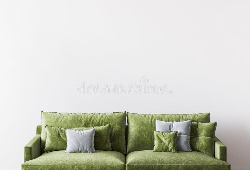 Stängning för lyxgrön rumsdesign, tom mur-mockup stock illustrationer