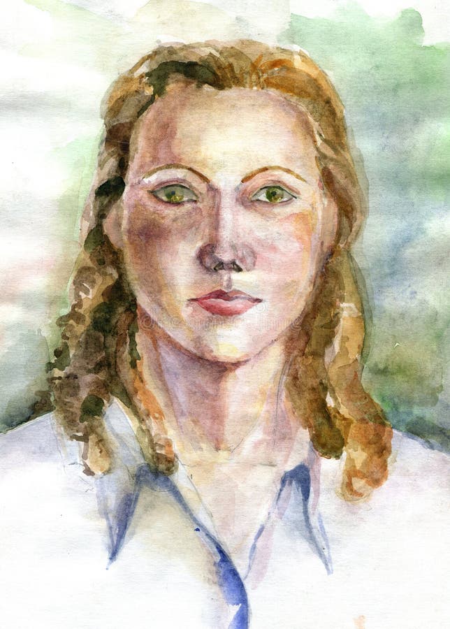 Download Stående Av Flickan Som Dras Av Vattenfärger Stock Illustrationer - Illustration av person, färg: 37347132