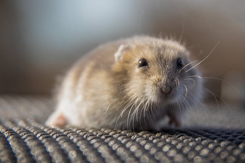 Stående av lite hamstern på grå bakgrund arkivbild Stående av lite hamstern på grå bakgrund arkivbild