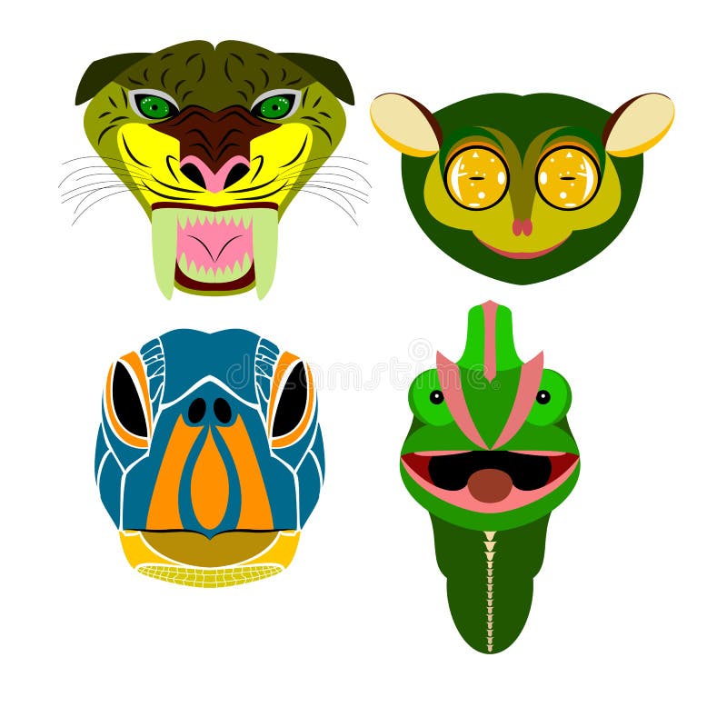 Stående av olik vilda djur: dentandade tigern, stock illustrationer Stående av olik vilda djur: dentandade tigern, stock illustrationer