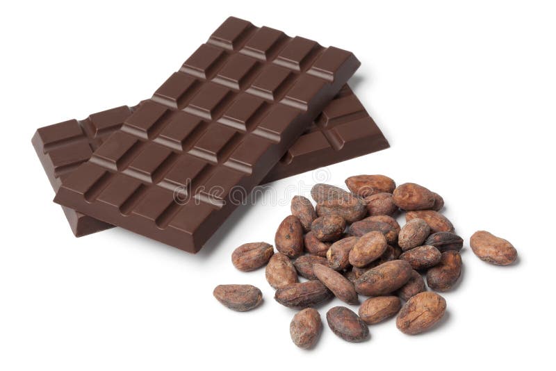 Stång av chocolat med kakaobönor