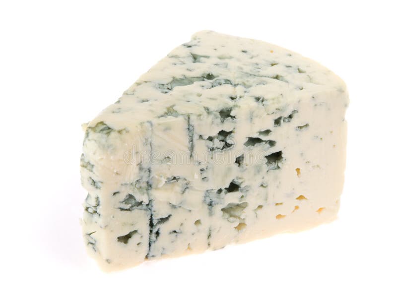 Piece of blue cheese on white background. Piece of blue cheese on white background