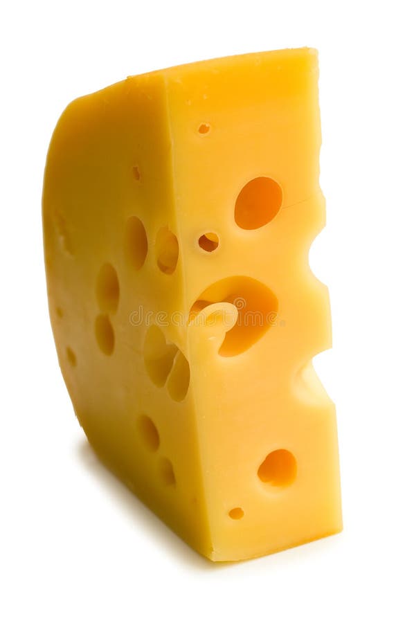 The big piece of cheese on white background. Isolation. The big piece of cheese on white background. Isolation