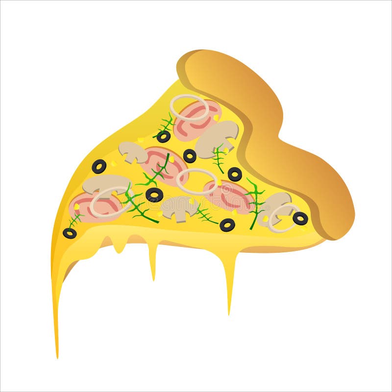 Stück vegetarische Pizza mit Schinken und Käse lizenzfreie abbildung Stück vegetarische Pizza mit Schinken und Käse lizenzfreie abbildung