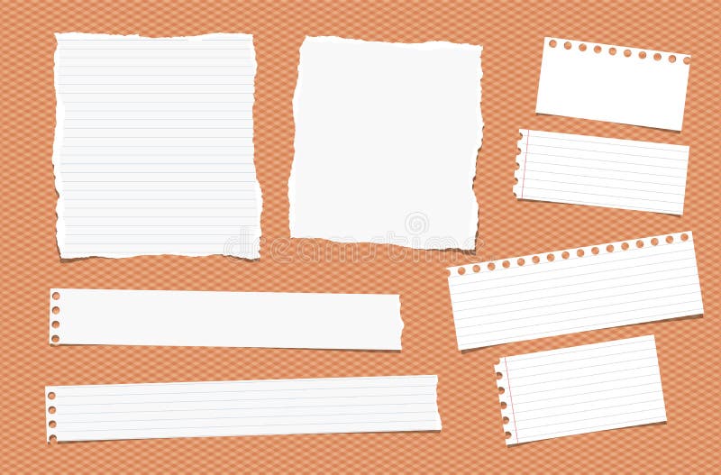 Stücke der zerrissenen weißen Anmerkung der unterschiedlichen Größe, Notizbuch, Schreibheftpapierblätter vektor abbildung