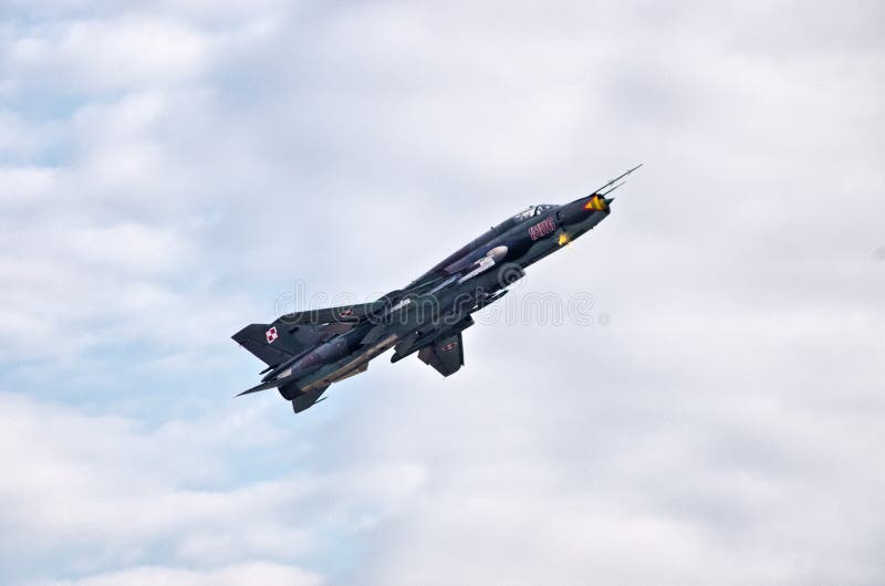 Su-22M4 polonais sur Radom Airshow, Pologne image libre de droits Su-22M4 polonais sur Radom Airshow, Pologne image libre de droits
