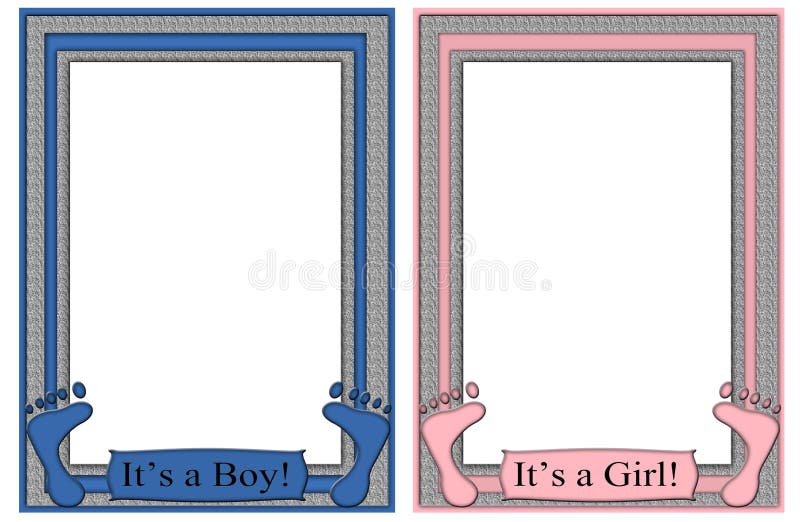 Su un muchacho su una muchacha enmarca pies del bebé stock de ilustración Su un muchacho su una muchacha enmarca pies del bebé stock de ilustración