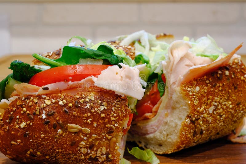 Sub Sandwich on Five Grain Bread Stock Image Image of panini, slice