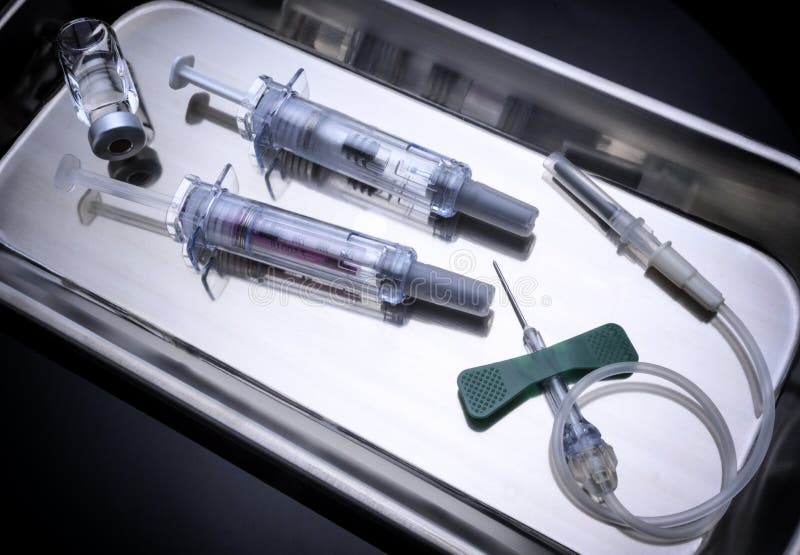 Subcutaneous Set and Syringe in a Laboratory Stock Photo Image of