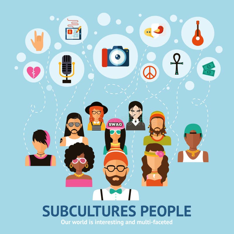 Subkultury pojęcia ludzie royalty ilustracja Subkultury pojęcia ludzie royalty ilustracja