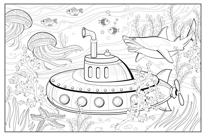 Sketchbook for kids age 8-12: Submarine Underwater Adventures