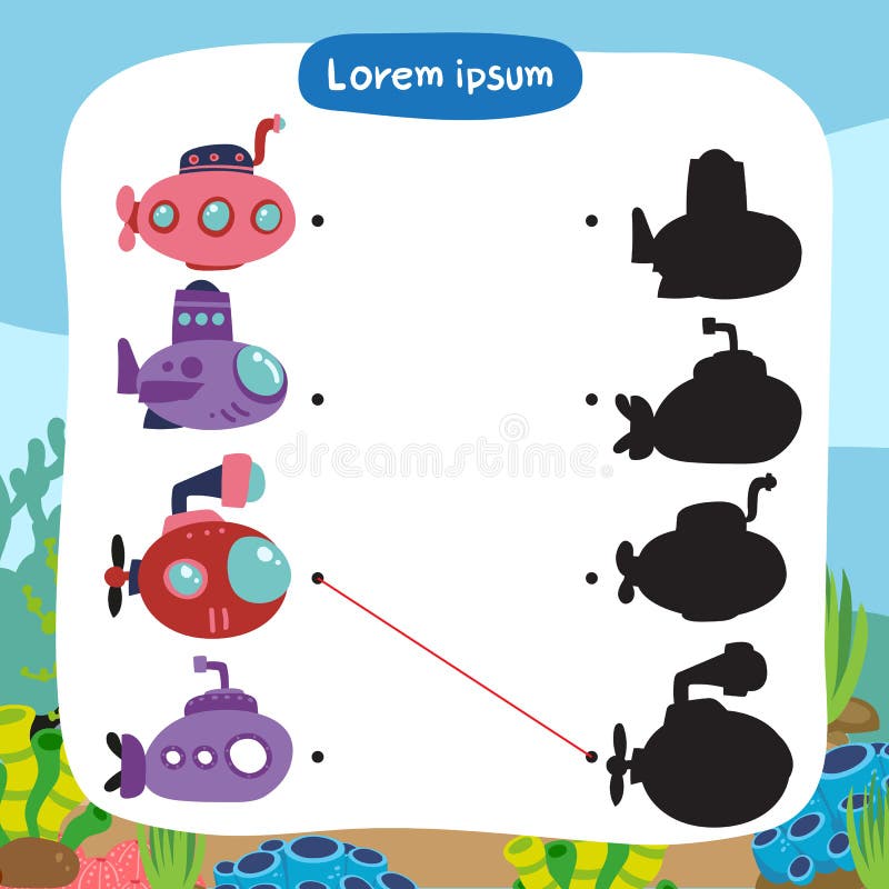 Submarine matching game vector design stock illustration Submarine matching game vector design stock illustration