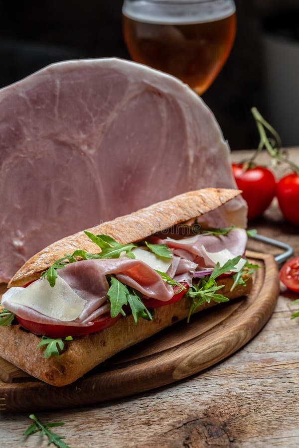 Submarine Sandwiches with Beer. Fast Food.vertical Image Stock Image Image of fast, homemade