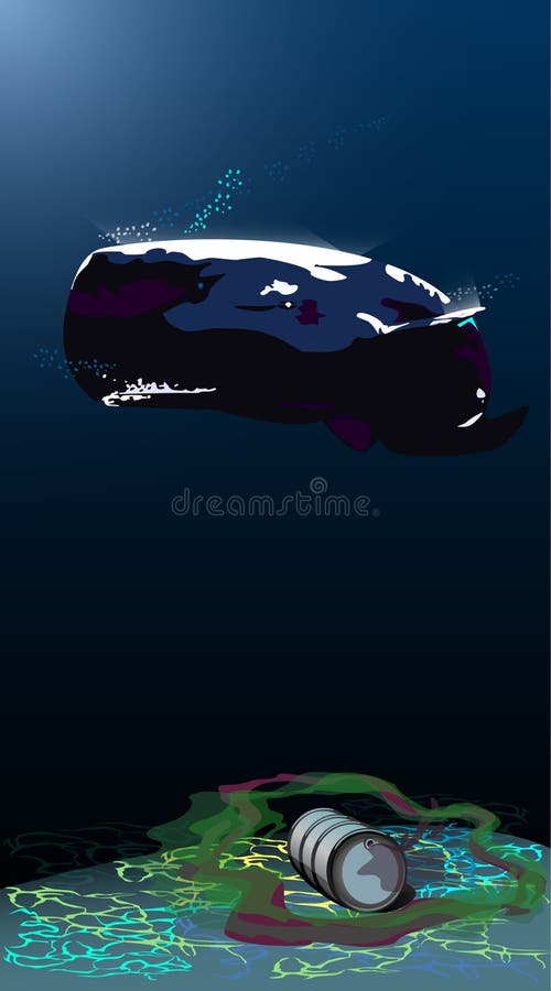 Submarine world,sperm-whale,submarine rubbish royalty free illustration Submarine world,sperm-whale,submarine rubbish royalty free illustration