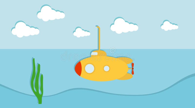 Ilustração vetorial de batiscafo submarino amarelo em estilo