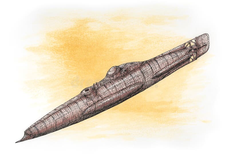 Submarino da fantasia em um estilo do steampunk ilustração stock Submarino da fantasia em um estilo do steampunk ilustração stock