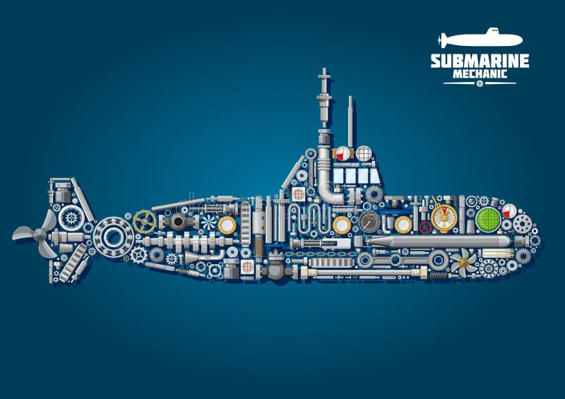 Vetores de O Submarino Amarelo E Azul Ajustou O Navio Subaquático