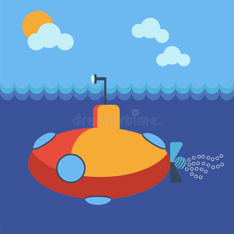 Submarino subaquático ilustração royalty free Submarino subaquático ilustração royalty free