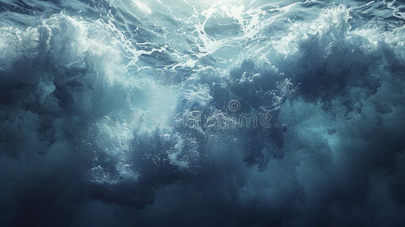 Submerged Perspective of Ocean Turbulence stock illustration
