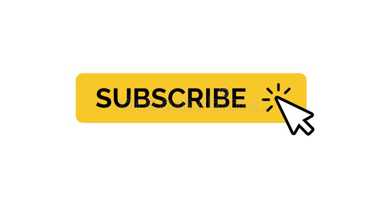 Subscribe button with mouse cursor, minimal yellow button design for web media channel, isolated vector icon vector illustration