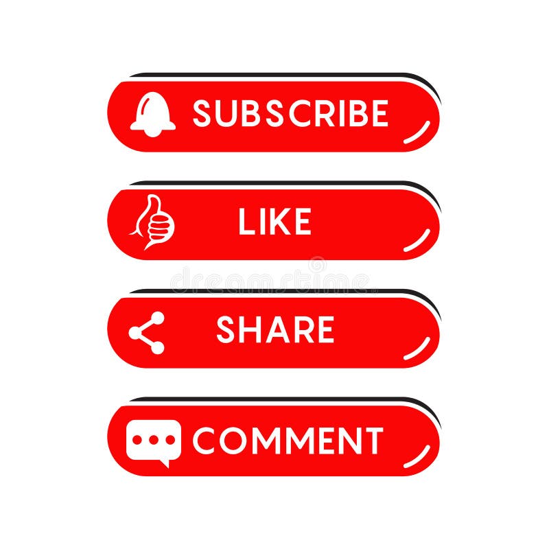 Subscribe, Like, Share and Comment Button Symbol Design for Social