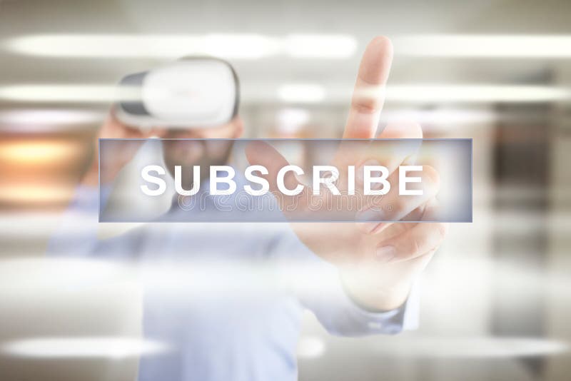 Subscribe now, subscription, newsletter button on virtual screen. stock photos