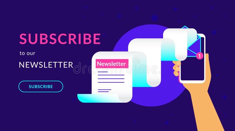 Subscribe to our weekly newsletter flat vector neon illustration for ui ux web design vector illustration Subscribe to our weekly newsletter flat vector neon illustration for ui ux web design vector illustration