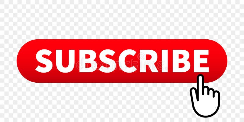 Subscribe web site vector red button with hand finger click pointer stock illustration