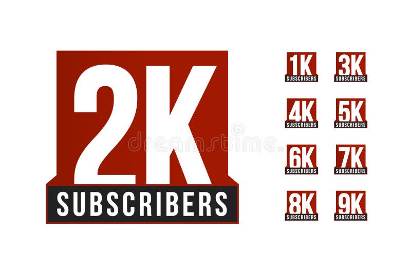 Subscribers number vector icon set. Anniversary logo template. Greeting card design element. Simple numbers of followers emblem. Red strict style isolated vector illustration on white background. 3000 followers vectors