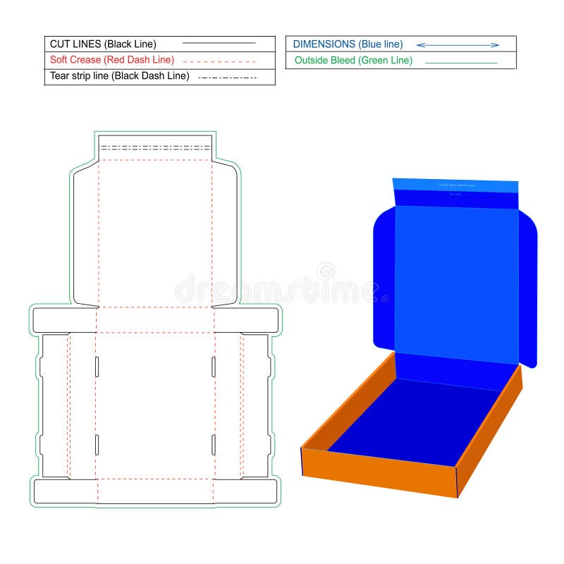 Custom Mailer Box, Two Roll End Box, Corrugated Box Dieline Template ...