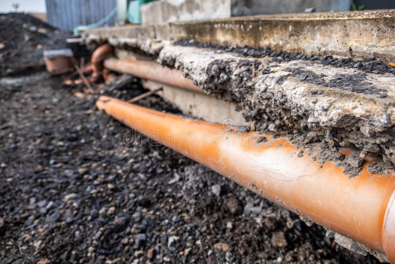 Subsidence Under a House Caused by a Broken Water Service Pipe Stock