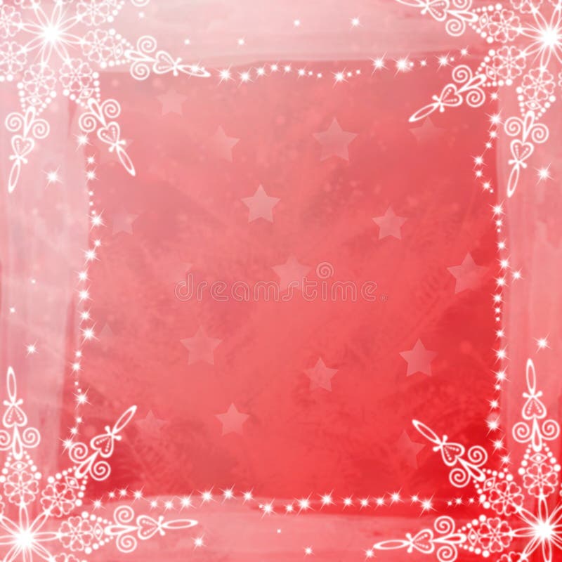 Beautiful graphic illustration with four snowflakes framing pink background with small light stars. Beautiful graphic illustration with four snowflakes framing pink background with small light stars