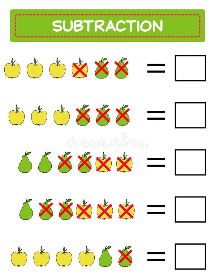Subtraction. Math Worksheet for Kids. Developing Numeracy Skills. Solve