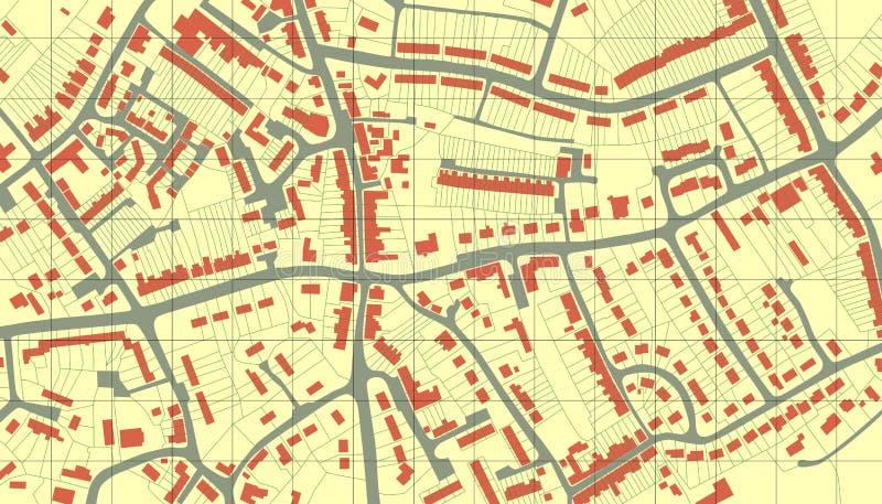 Editable vector illustrated map of housing in a generic town without names. Community street map vectors