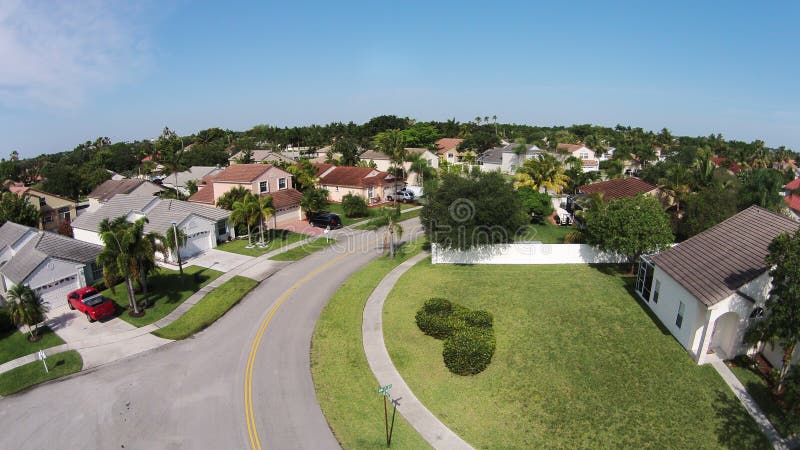 Suburban street in Florida aerial