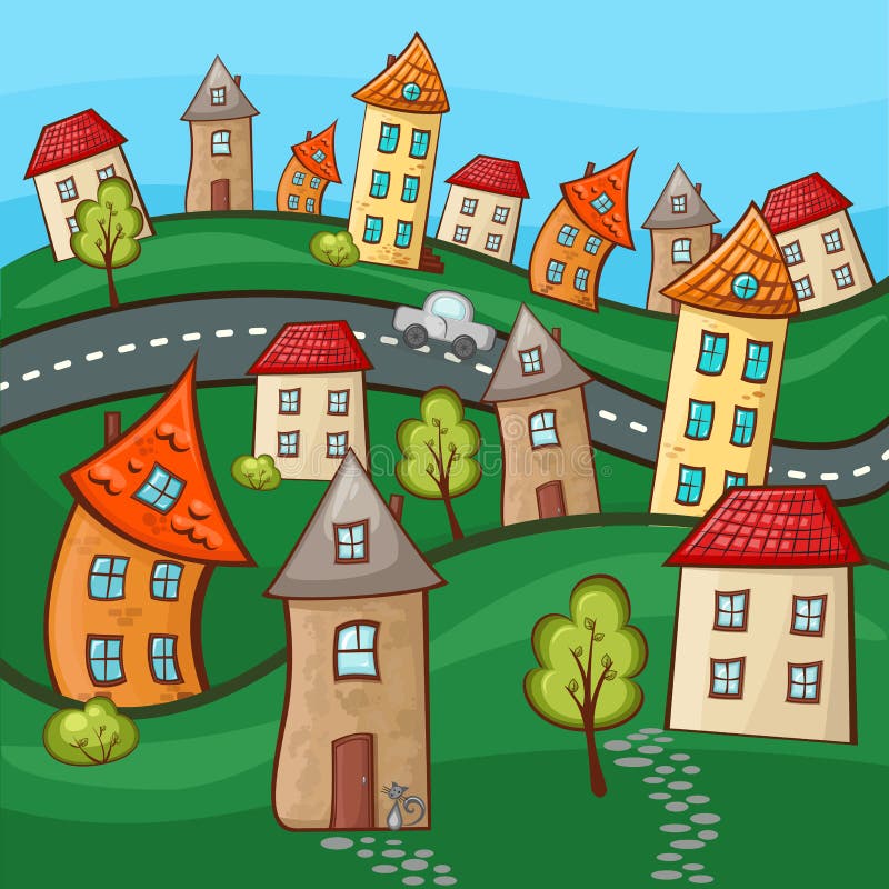 Suburbios y casas libre illustration