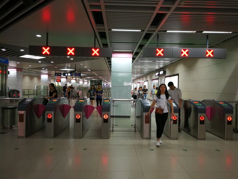 Subway. Exit from Underground Stock Image - Image of transport, gate ...