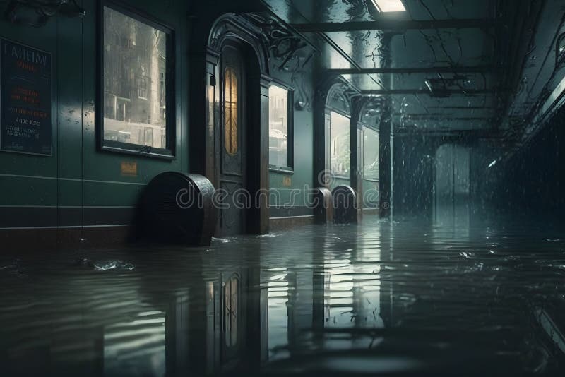 Subway Flood. Post-apocalypse Concept Stock Photo - Image of storm ...