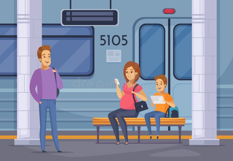 Subway Underground People Cartoon Composition stock illustration Subway Underground People Cartoon Composition stock illustration